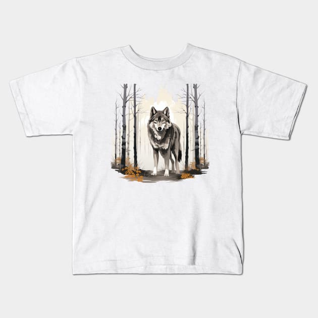 Watercolor Wolf Kids T-Shirt by zooleisurelife